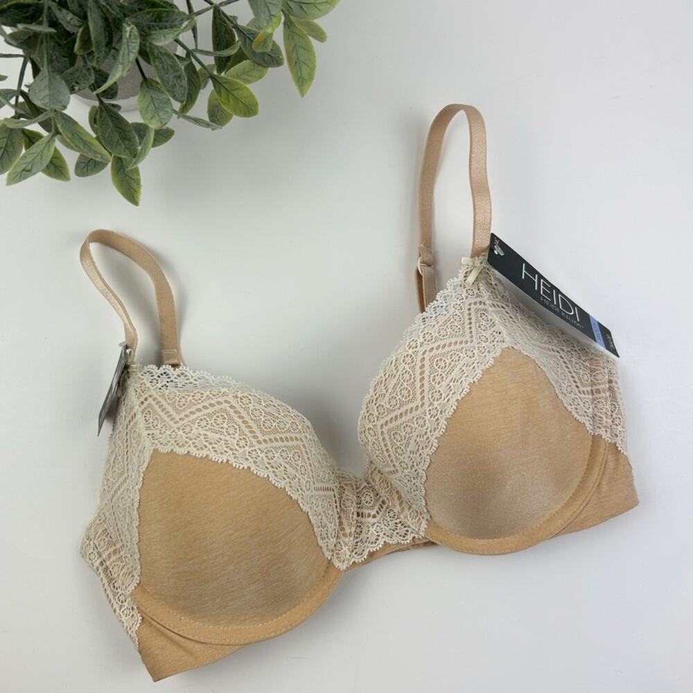 Heidi Klum Intimates Lace Full Coverage Toasted Almond Marl/Pristine 34C